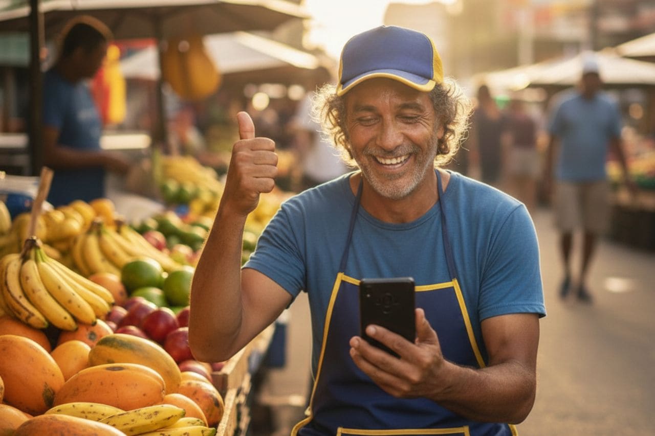 Autônomo brasileiro solicitando empréstimo pelo celular pela SuperSim