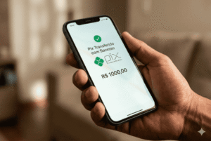 pix confirmado celular crédito rápido visivel no celular sendo segurado por uma mão