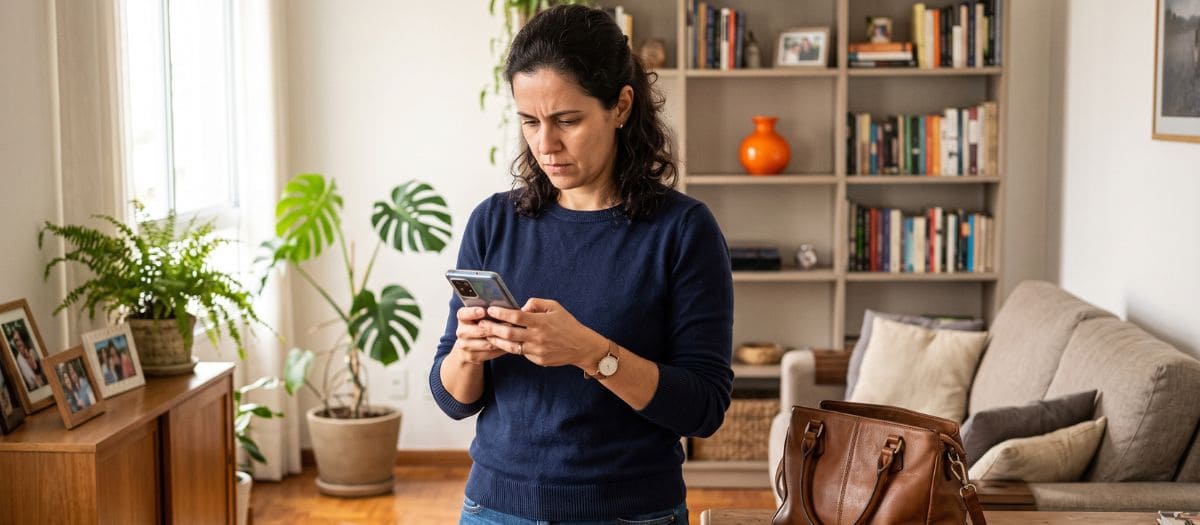 Mulher compara pelo celular qual banco libera crédito na hora
